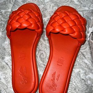 Seychelle Orange Slide Sandals